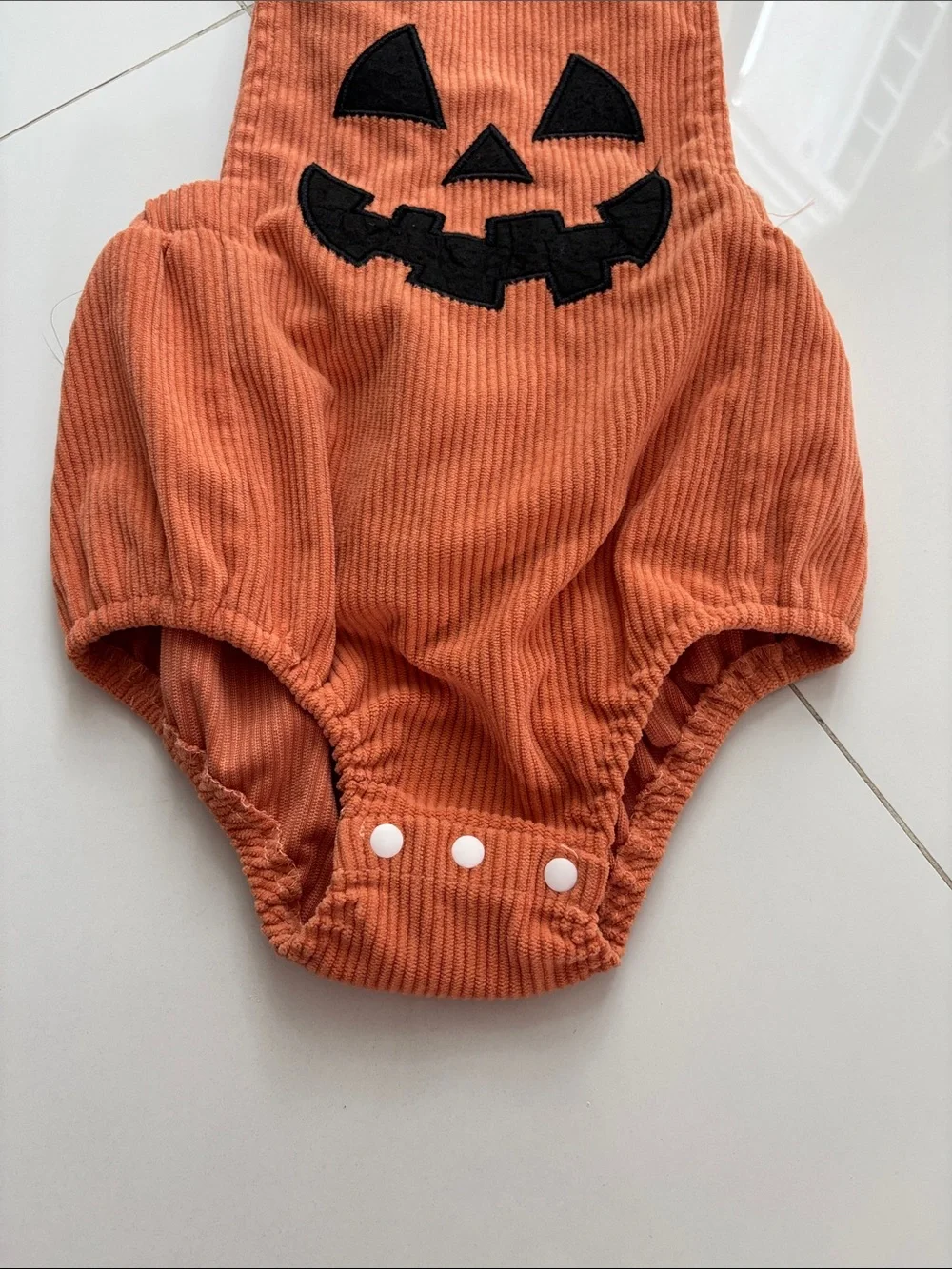 Orange Pumpkin Jack-O'-Lantern Baby Halloween Romper